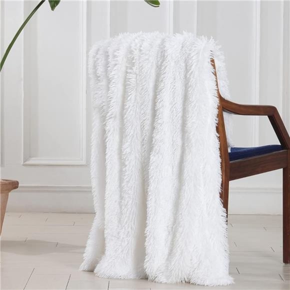 Decorative Extra Soft Faux Fur Blanket Twin Size 70" x78",Solid Reversible Fuzzy - Picture 4 of 6
